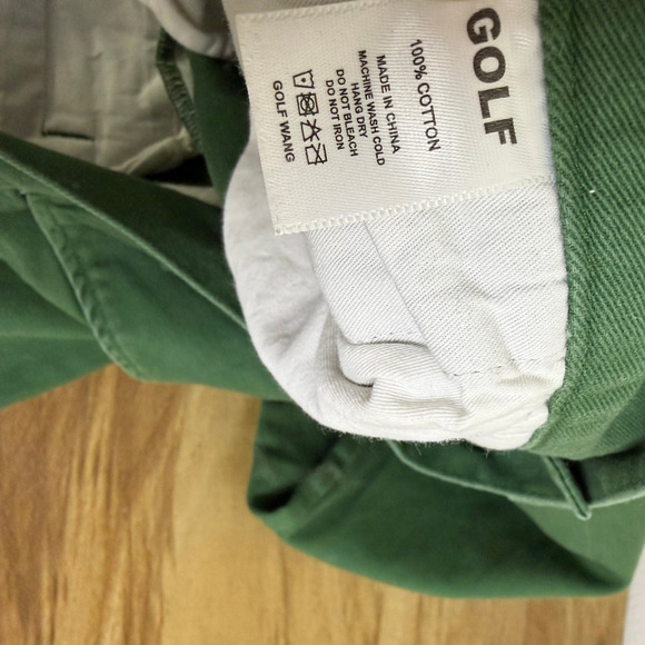 Golf Wang Chino Pants Mens 32 Green Flat Front Cotton Casual Preppy 33x28 - Picture 9 of 10